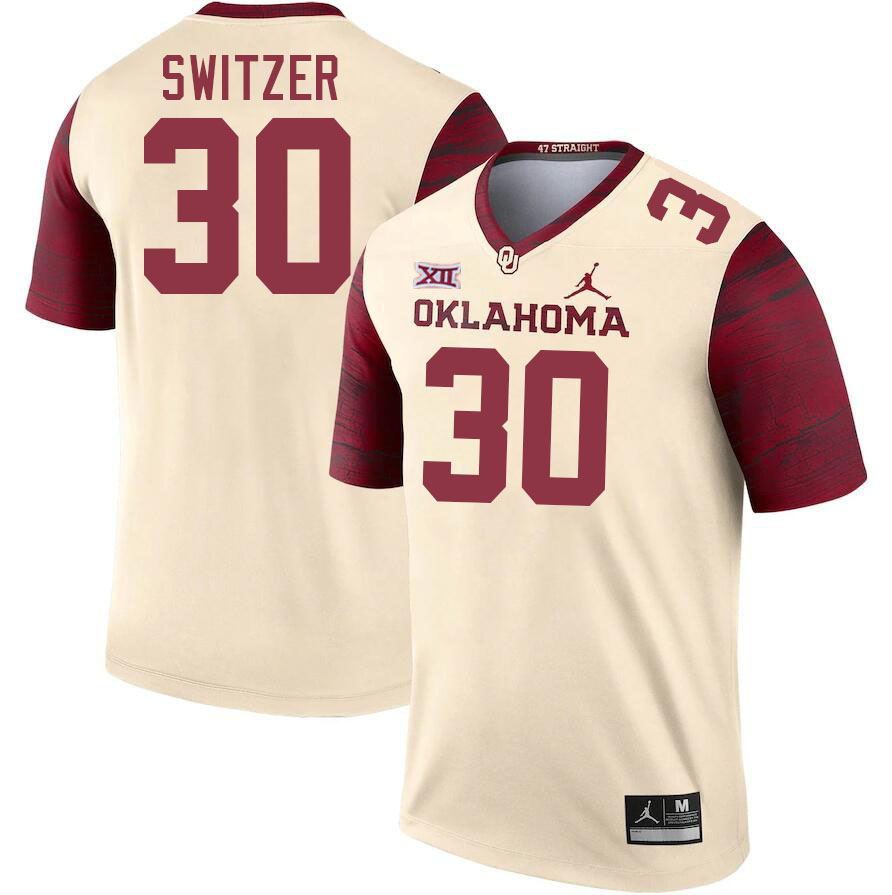 Men #30 Jacob Switzer Oklahoma Sooners College Football Jerseys Stitched-Cream